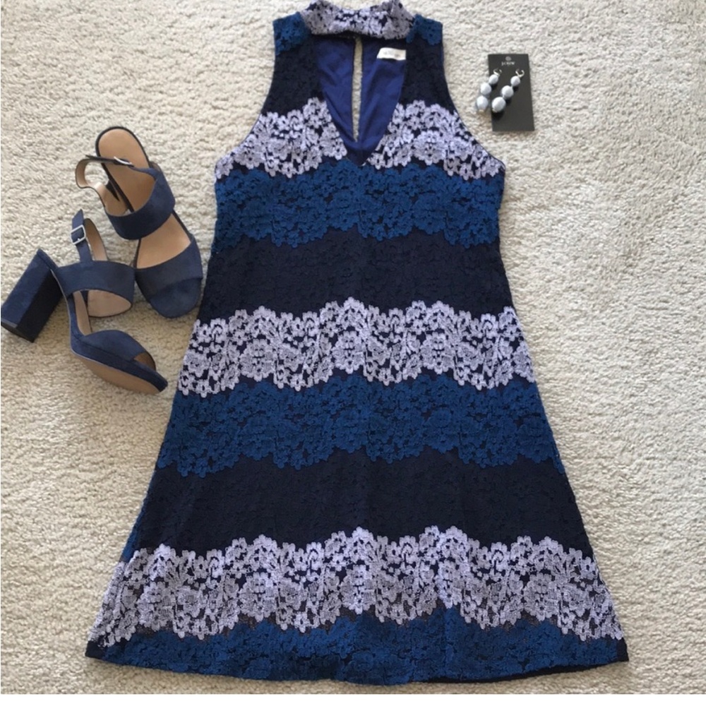 Lace, Choker Neckline A Line Dress